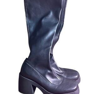 Steve Madden Black Leather Knee-High Boots
